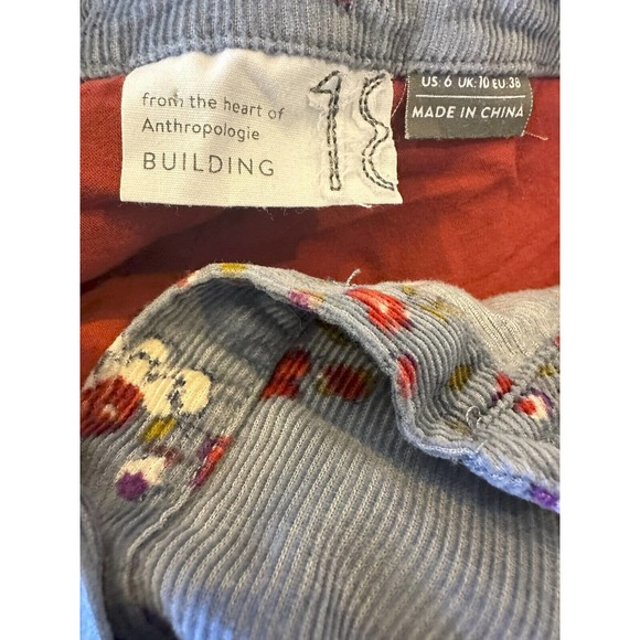 Anthropologie Building 18 Corduroy Floral Button Down Shirt Women's Size 6 Top - Picture 8 of 10